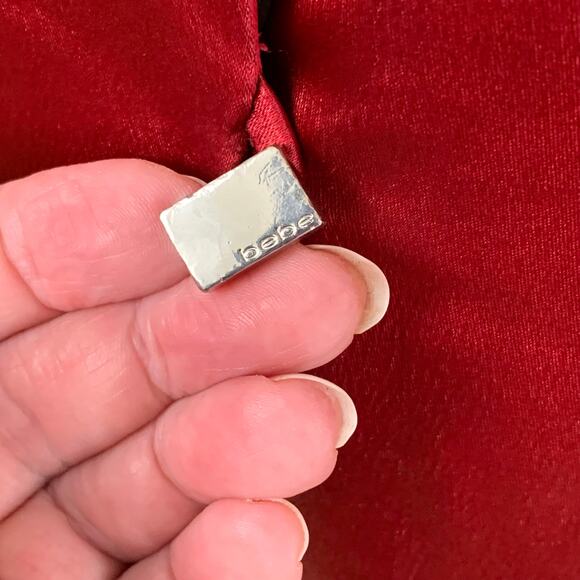 Vintage Bebe Size 6 Satiny Blazer Coat Jacket Red Gold Button Accent Formal - Picture 9 of 10